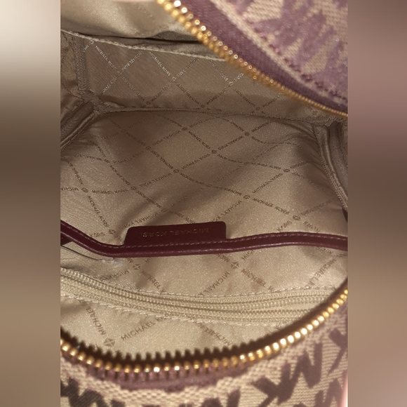 Michael Kors Backpack, maroon burgundy, pink stripe, gold hardware - Picture 4 of 4